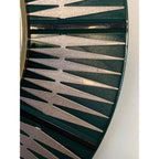 Westclox Starburst Wall Clock – 1970s Dark Green Pierced Brass Champagne Dial 12 Inch