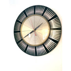Westclox Starburst Wall Clock – 1970s Dark Green Pierced Brass Champagne Dial 12 Inch