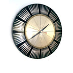 Westclox Starburst Wall Clock – 1970s Dark Green Pierced Brass Champagne Dial 12 Inch