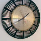 Westclox Starburst Wall Clock – 1970s Dark Green Pierced Brass Champagne Dial 12 Inch