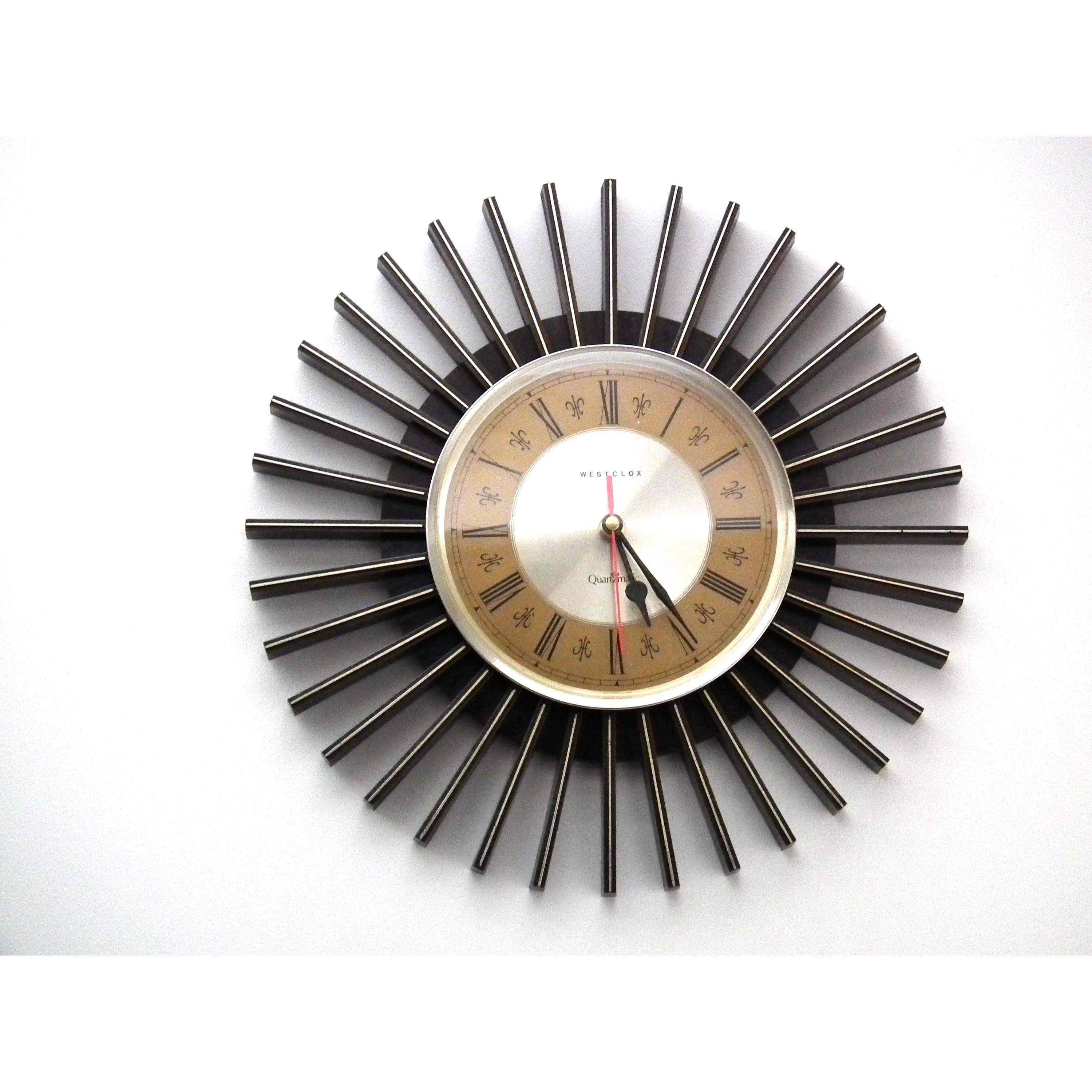 Westclox Sunburst Wall Clock – Mid Century Modern Starburst, Roman Numerals, Scotland