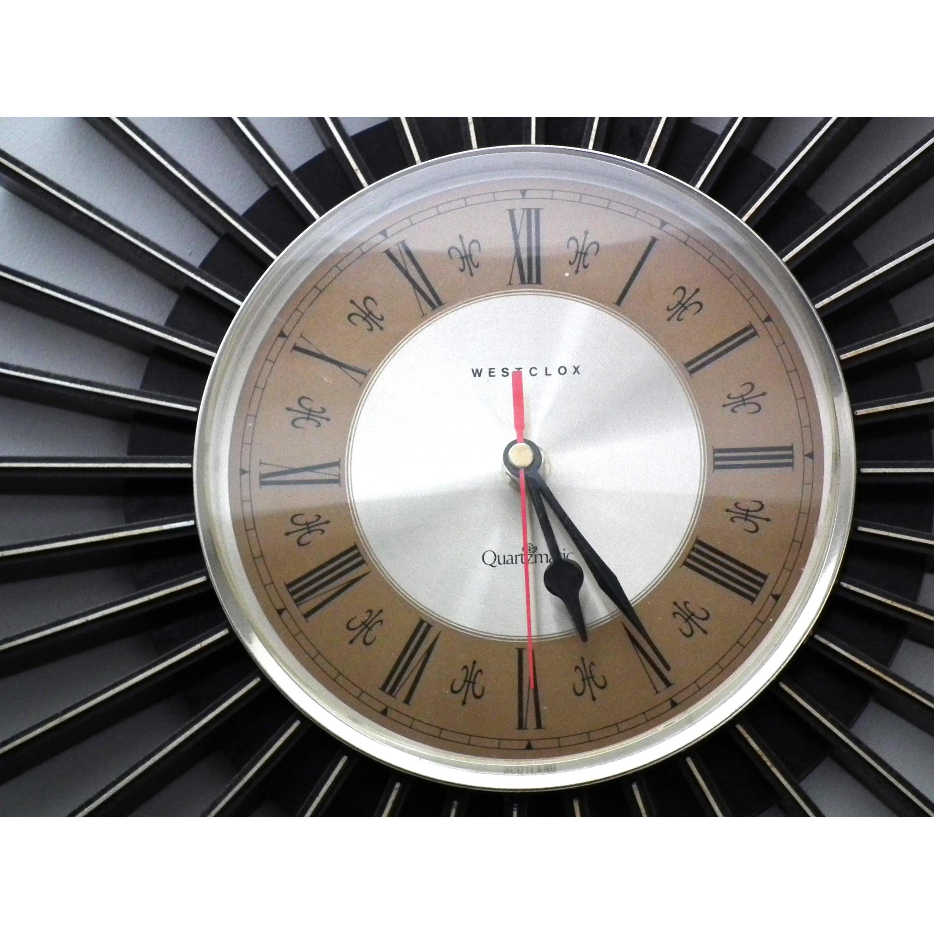 Westclox Sunburst Wall Clock – Mid Century Modern Starburst, Roman Numerals, Scotland