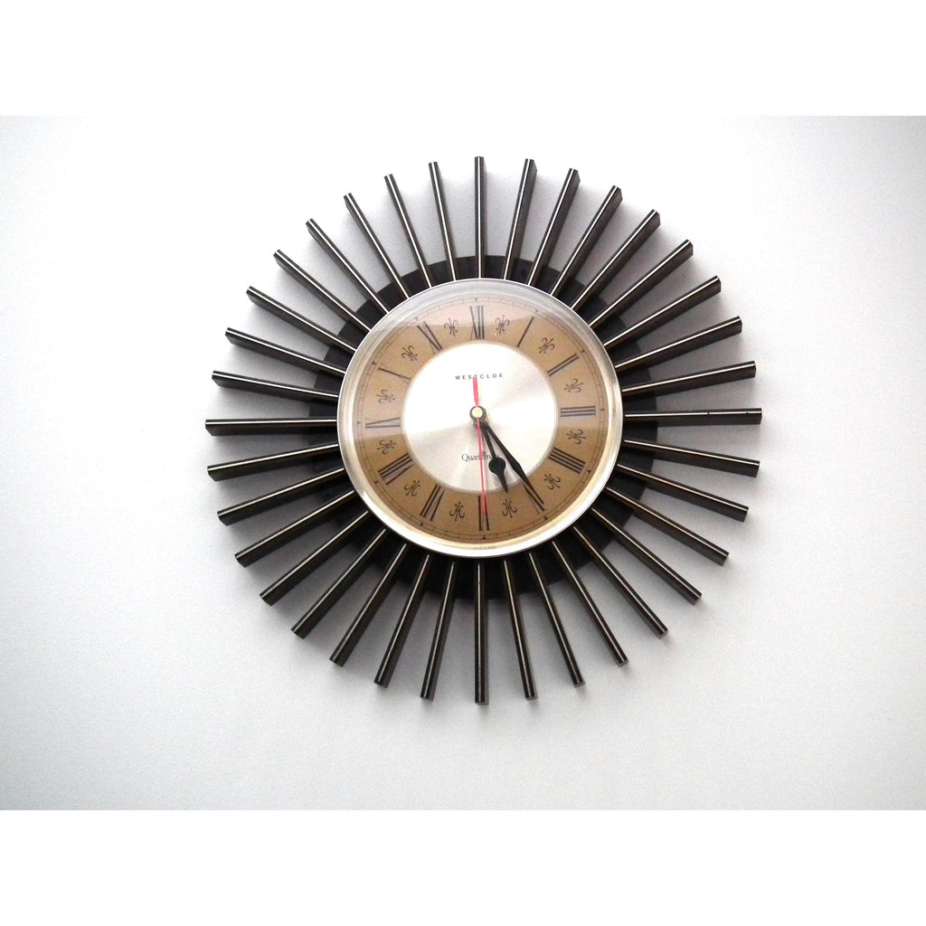 Westclox Sunburst Wall Clock – Mid Century Modern Starburst, Roman Numerals, Scotland