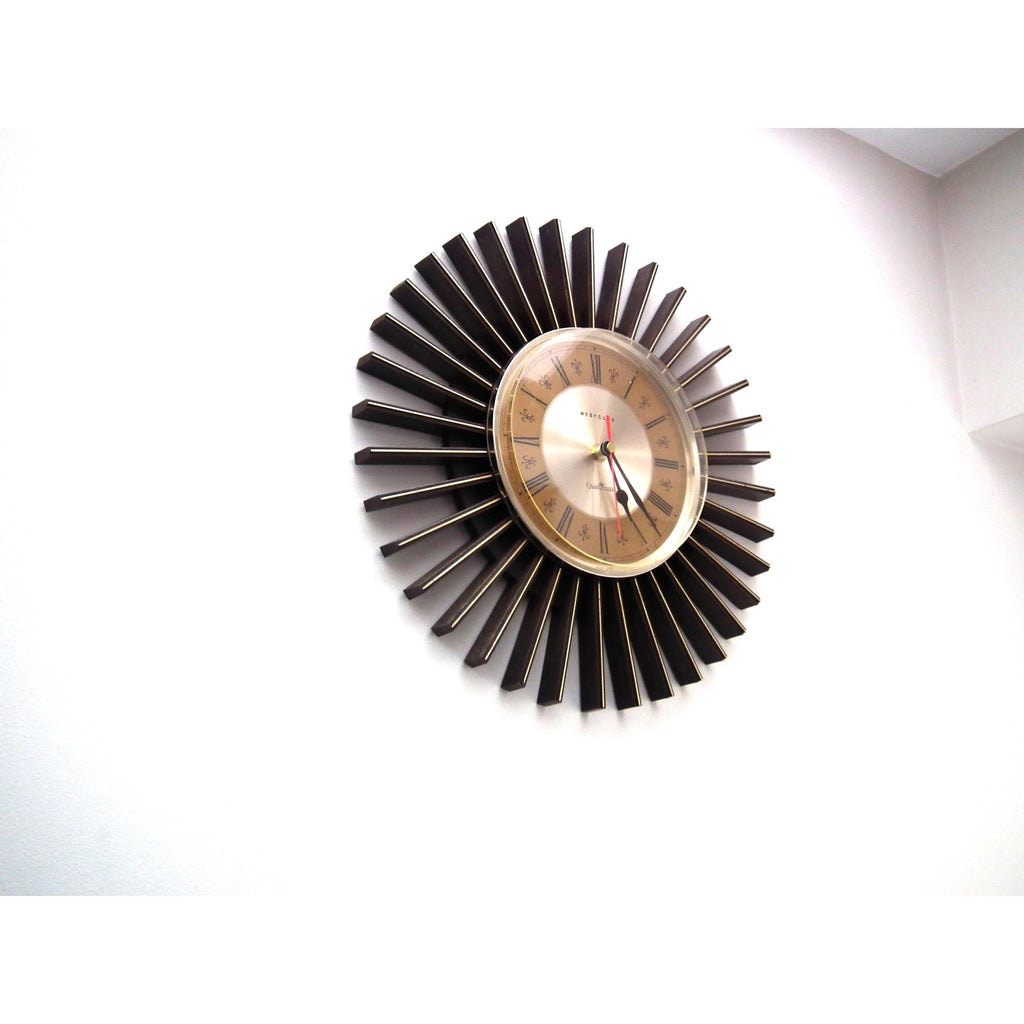 Westclox Sunburst Wall Clock – Mid Century Modern Starburst, Roman Numerals, Scotland