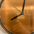 Westclox Wall Clock Copper Dial Silent Quartz Brass Bezel Vintage 1980s