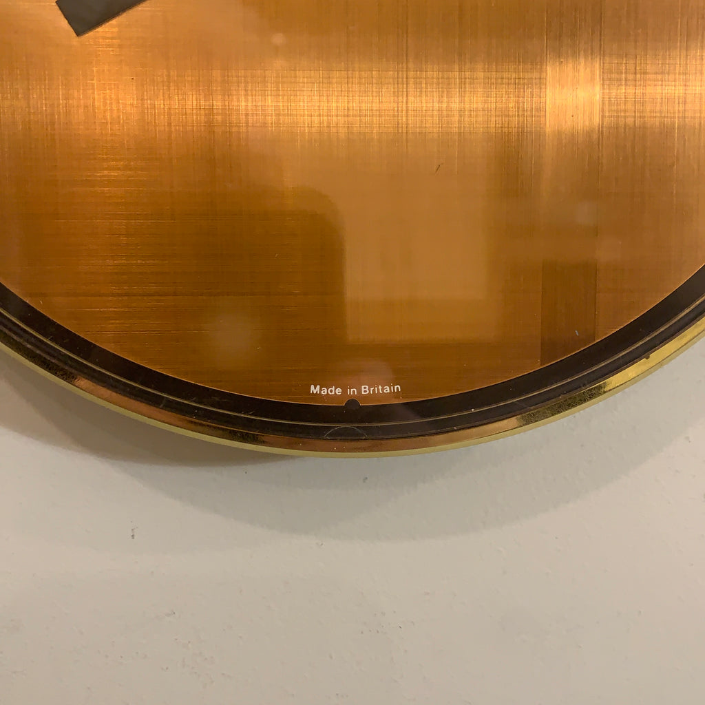 Westclox Wall Clock Copper Dial Silent Quartz Brass Bezel Vintage 1980s
