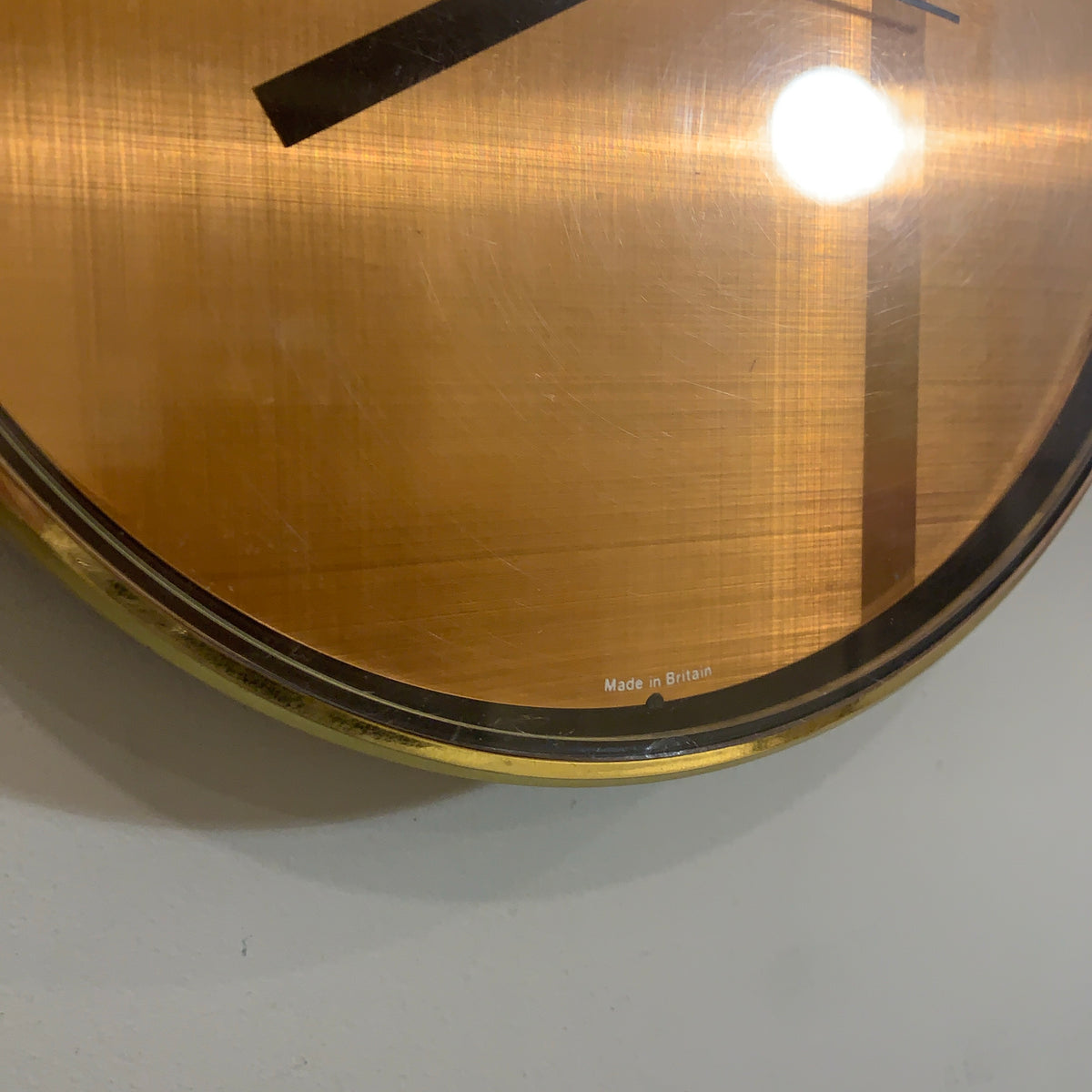 Westclox Wall Clock Copper Dial Silent Quartz Brass Bezel Vintage 1980s