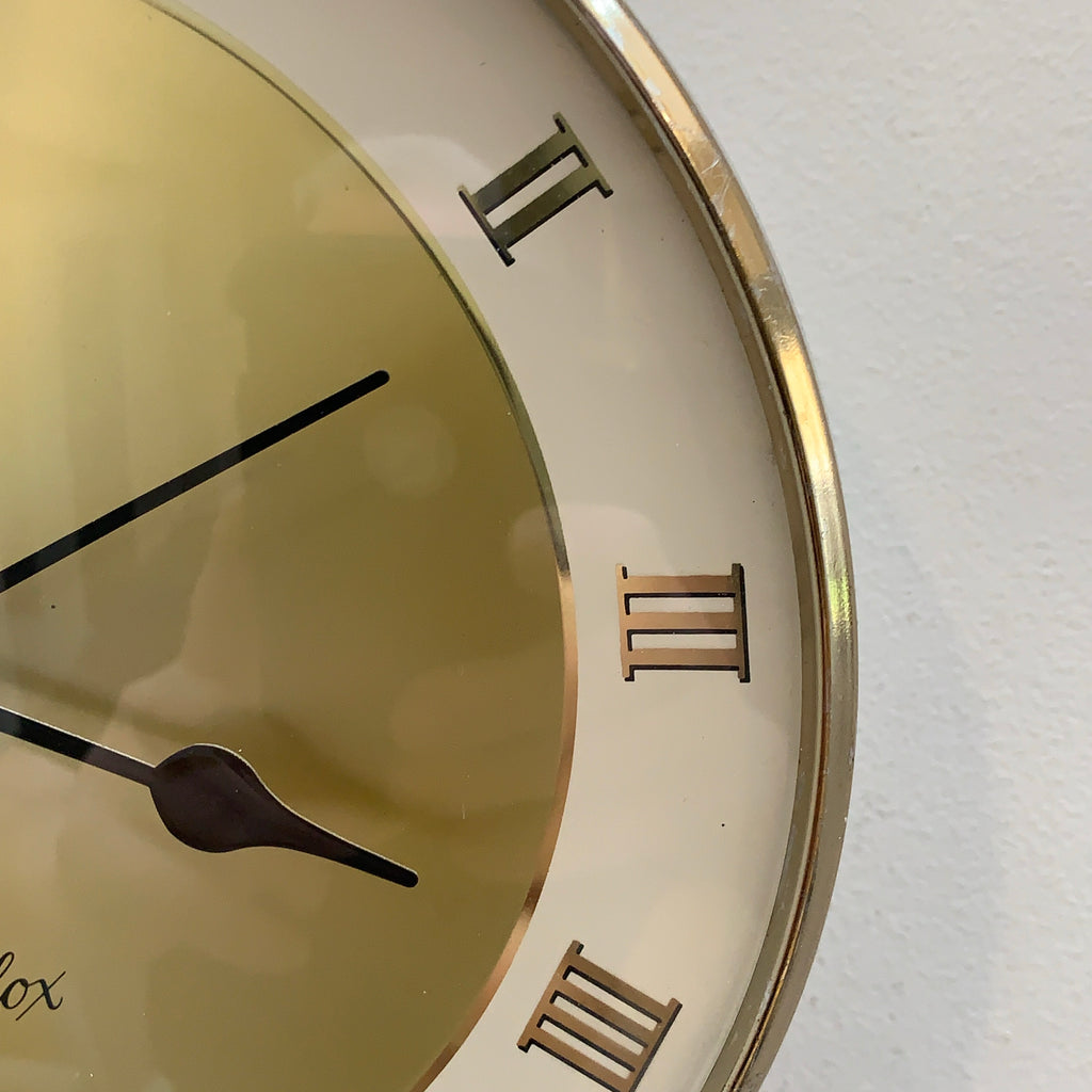 Westclox Wall Clock, Gold Sunburst Dial, Roman Numerals, Made in Scotland, 1960s