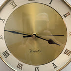 Westclox Wall Clock, Gold Sunburst Dial, Roman Numerals, Made in Scotland, 1960s