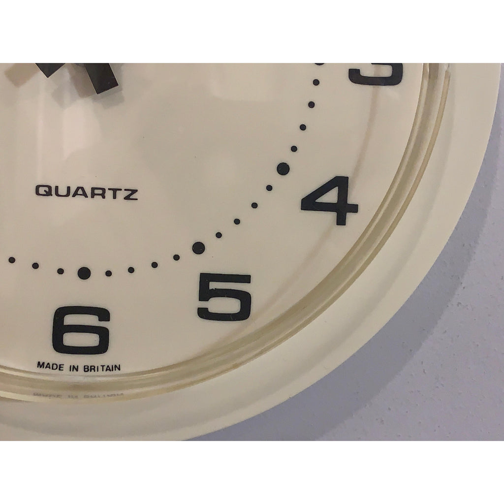 Westclox Wall Clock Vintage 1980s British Cream Yellow Quartz Round