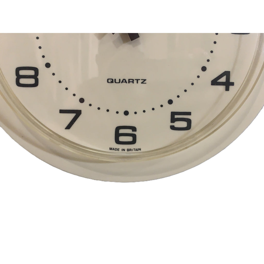 Westclox Wall Clock Vintage 1980s British Cream Yellow Quartz Round