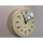 Westclox Wall Clock Vintage 1980s British Cream Yellow Quartz Round