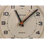 Westclox Wall Clock Vintage 1980s British Cream Yellow Quartz Round