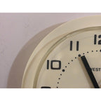 Westclox Wall Clock Vintage 1980s British Cream Yellow Quartz Round
