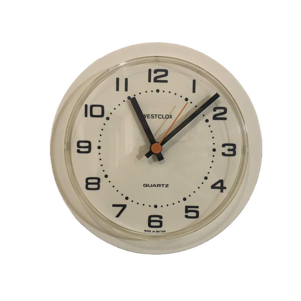 Westclox Wall Clock Vintage 1980s British Cream Yellow Quartz Round