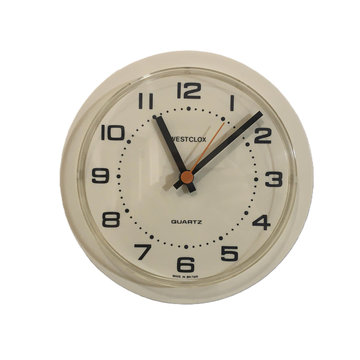 Westclox Wall Clock Vintage 1980s British Cream Yellow Quartz Round