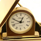 Windsor Grand Piano Desk Clock – Solid Brass, 1980s, Opening Lid, Roman Numerals