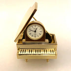 Windsor Grand Piano Desk Clock – Solid Brass, 1980s, Opening Lid, Roman Numerals