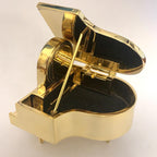 Windsor Grand Piano Desk Clock – Solid Brass, 1980s, Opening Lid, Roman Numerals