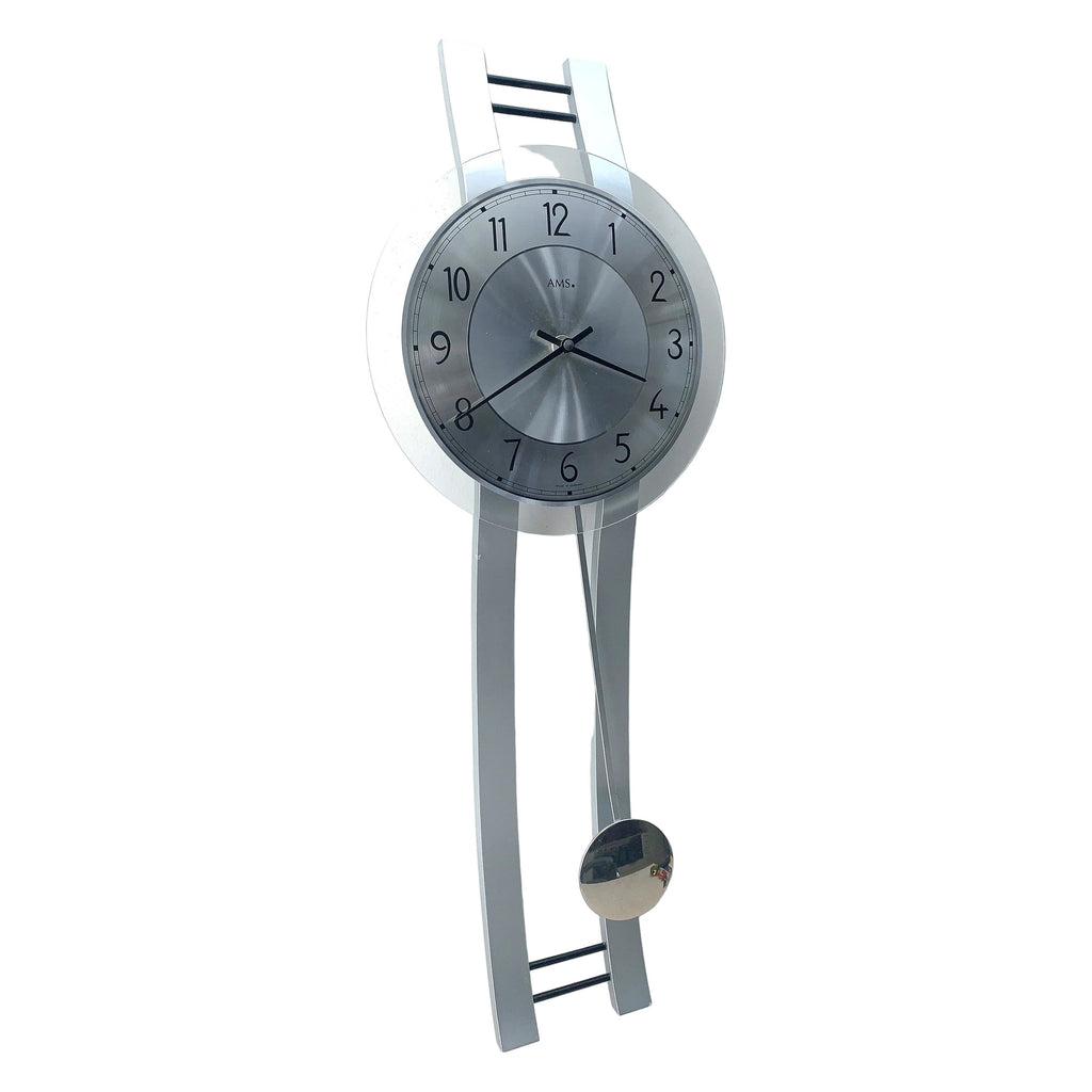 AMS West Germany Pendulum Wall Clock, Faux Aluminium, Junghans Movement