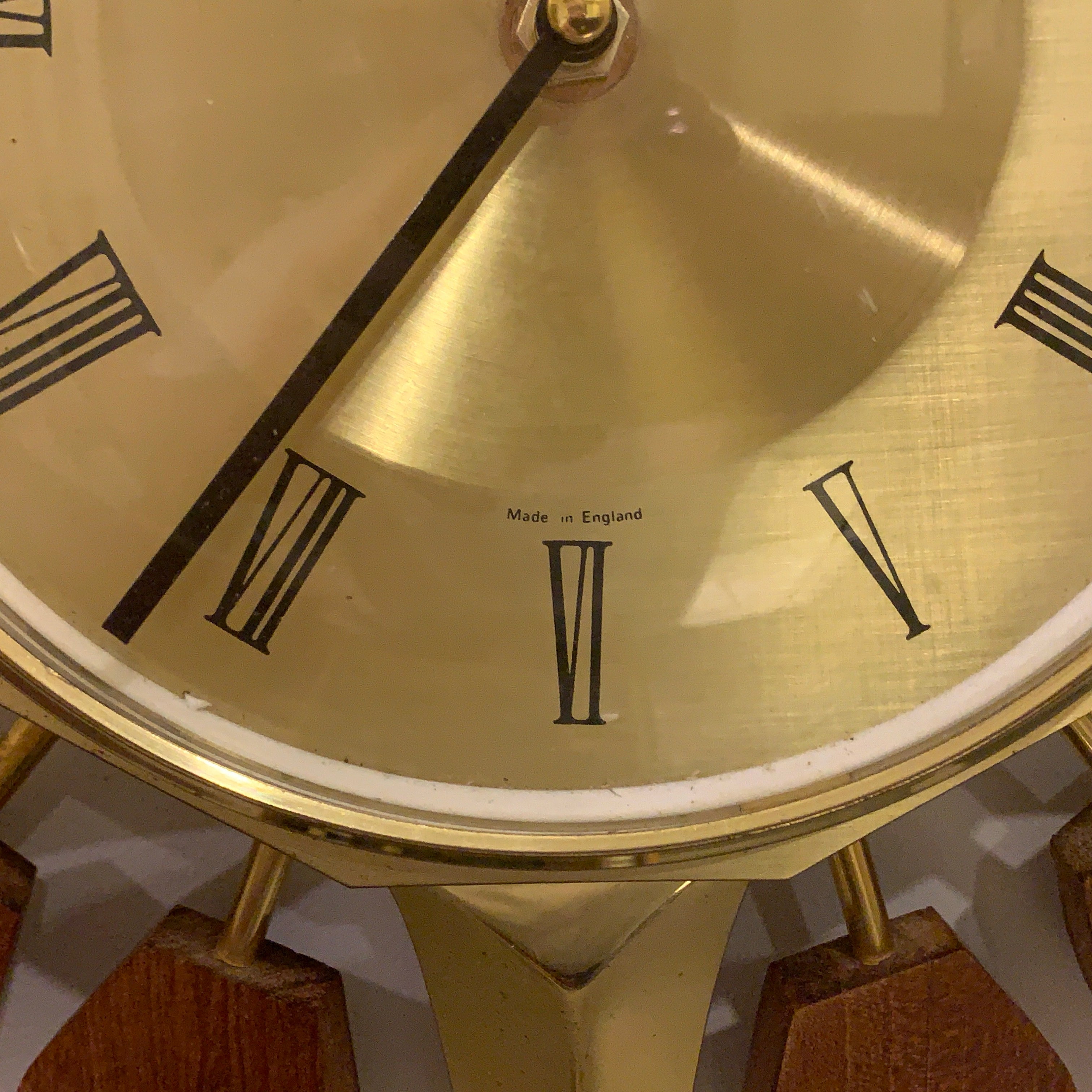 Anstey and Wilson Starburst Wall Clock – 1960s Brass Burmese Teak Fully Restored England 19 Inch