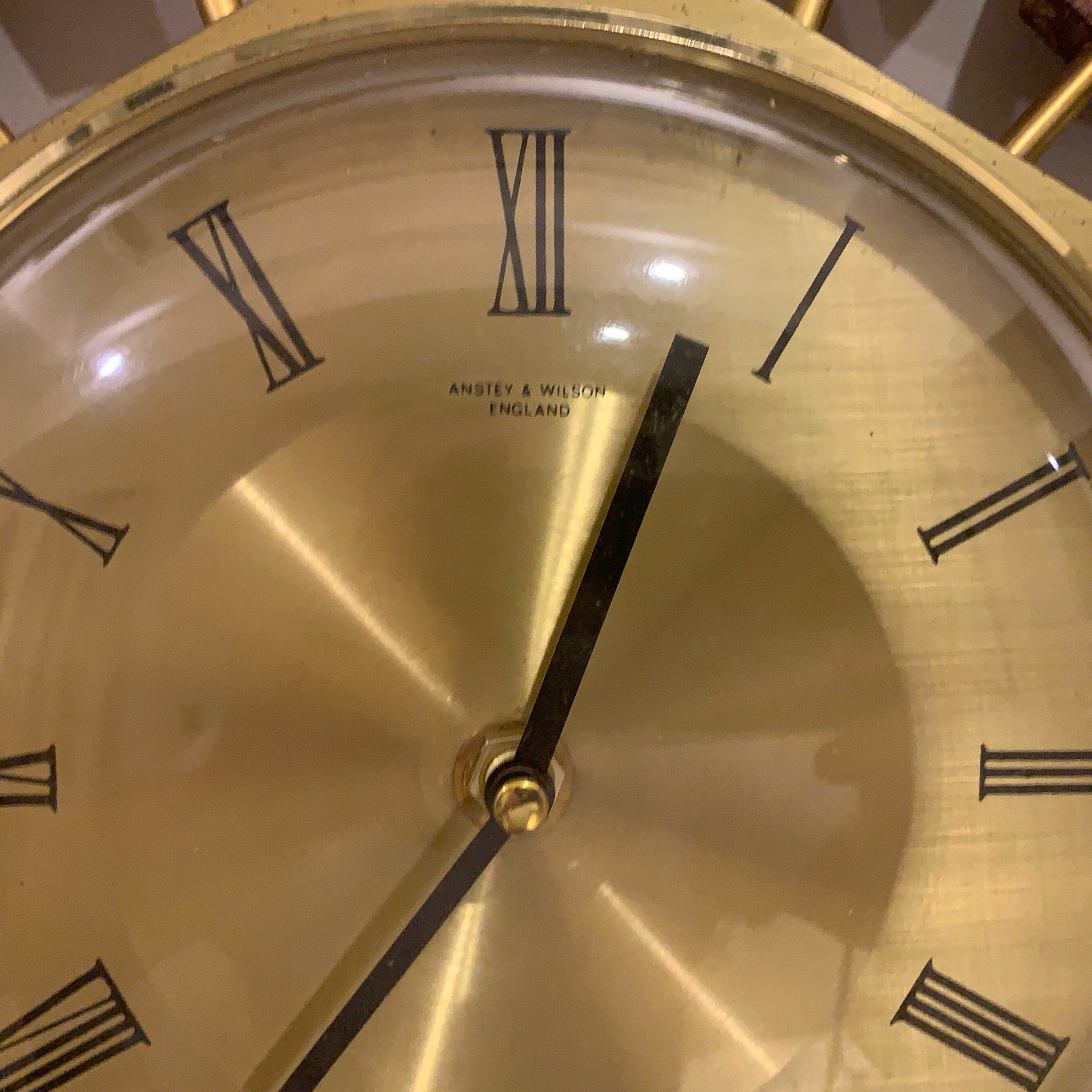 Anstey and Wilson Starburst Wall Clock – 1960s Brass Burmese Teak Fully Restored England 19 Inch