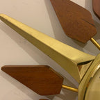 Anstey and Wilson Starburst Wall Clock – 1960s Brass Burmese Teak Fully Restored England 19 Inch