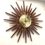 Anstey & Wilson Large Starburst Clock — Teak & Brass, 62cm, 1960s
