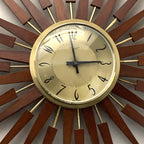 Anstey & Wilson Large Starburst Clock — Teak & Brass, 62cm, 1960s