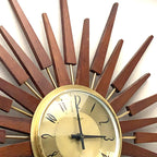Anstey & Wilson Large Starburst Clock — Teak & Brass, 62cm, 1960s