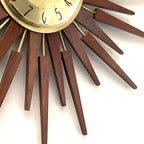Anstey & Wilson Large Starburst Clock — Teak & Brass, 62cm, 1960s