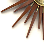 Anstey & Wilson Large Starburst Clock — Teak & Brass, 62cm, 1960s