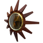 Anstey Wilson 1960s Teak Sunburst Wall Clock, Dark Dial, Silent Quartz
