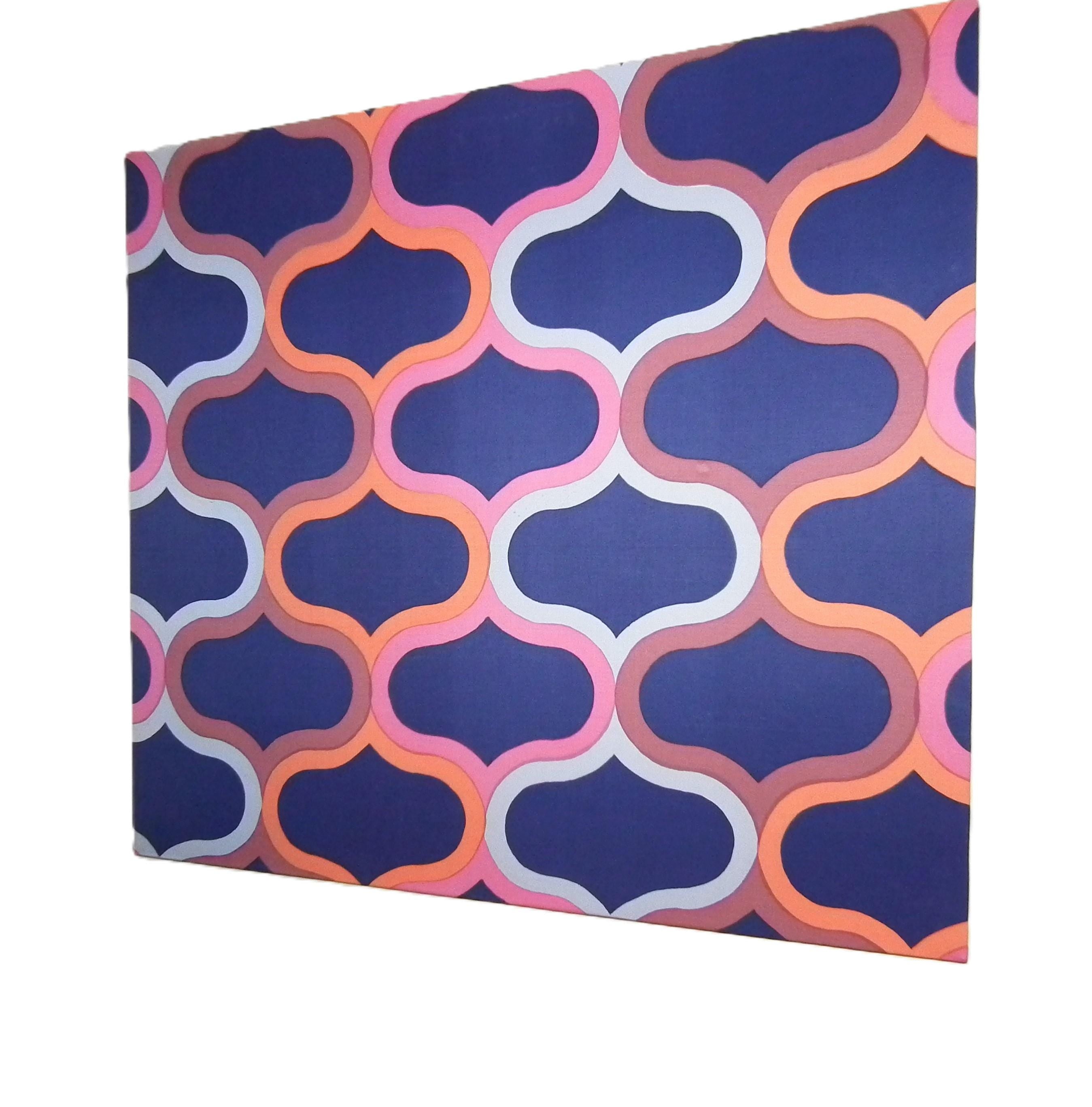 Roger Limbrick Palace 1966 framed textile wall art for Hull Traders, Op Art design