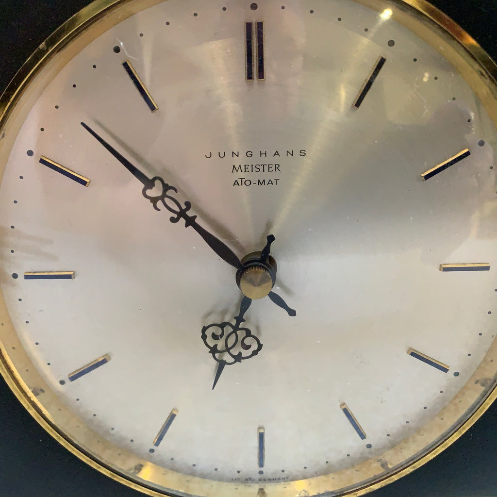 Junghans Meister Ato-Mat Mantel Clock Brass Quartz W738 Germany 1960s