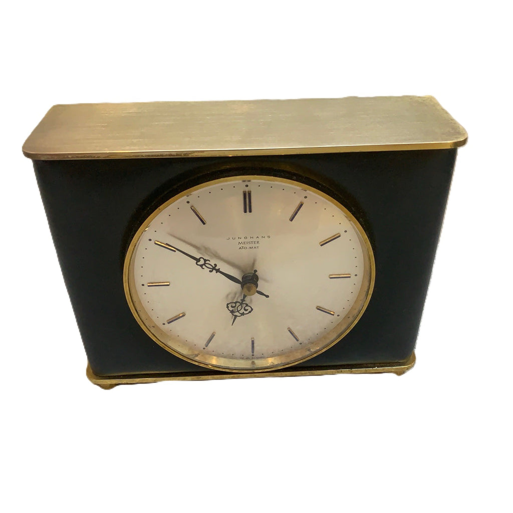Junghans Meister Ato-Mat Mantel Clock Brass Quartz W738 Germany 1960s