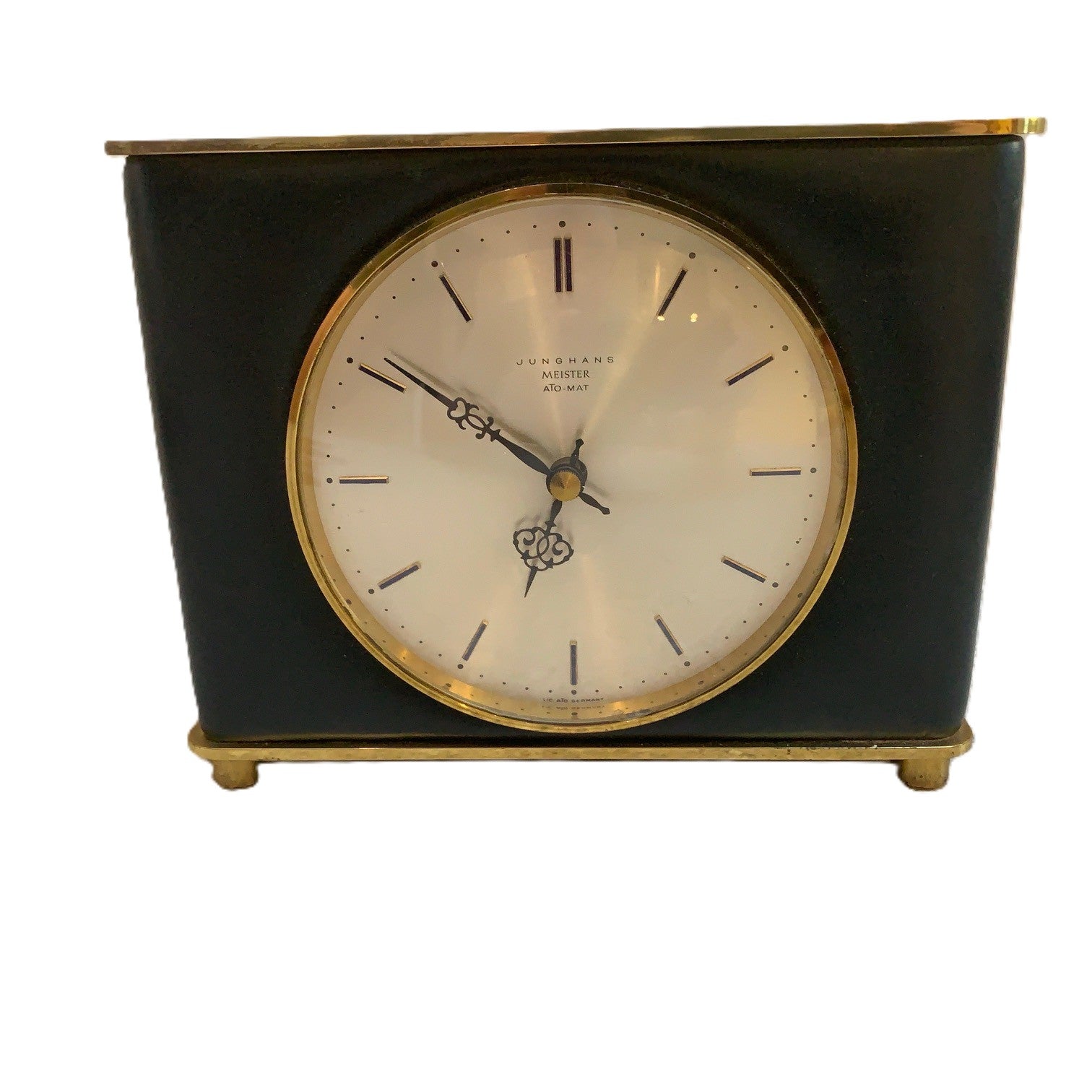 Junghans Meister Ato-Mat Mantel Clock Brass Quartz W738 Germany 1960s