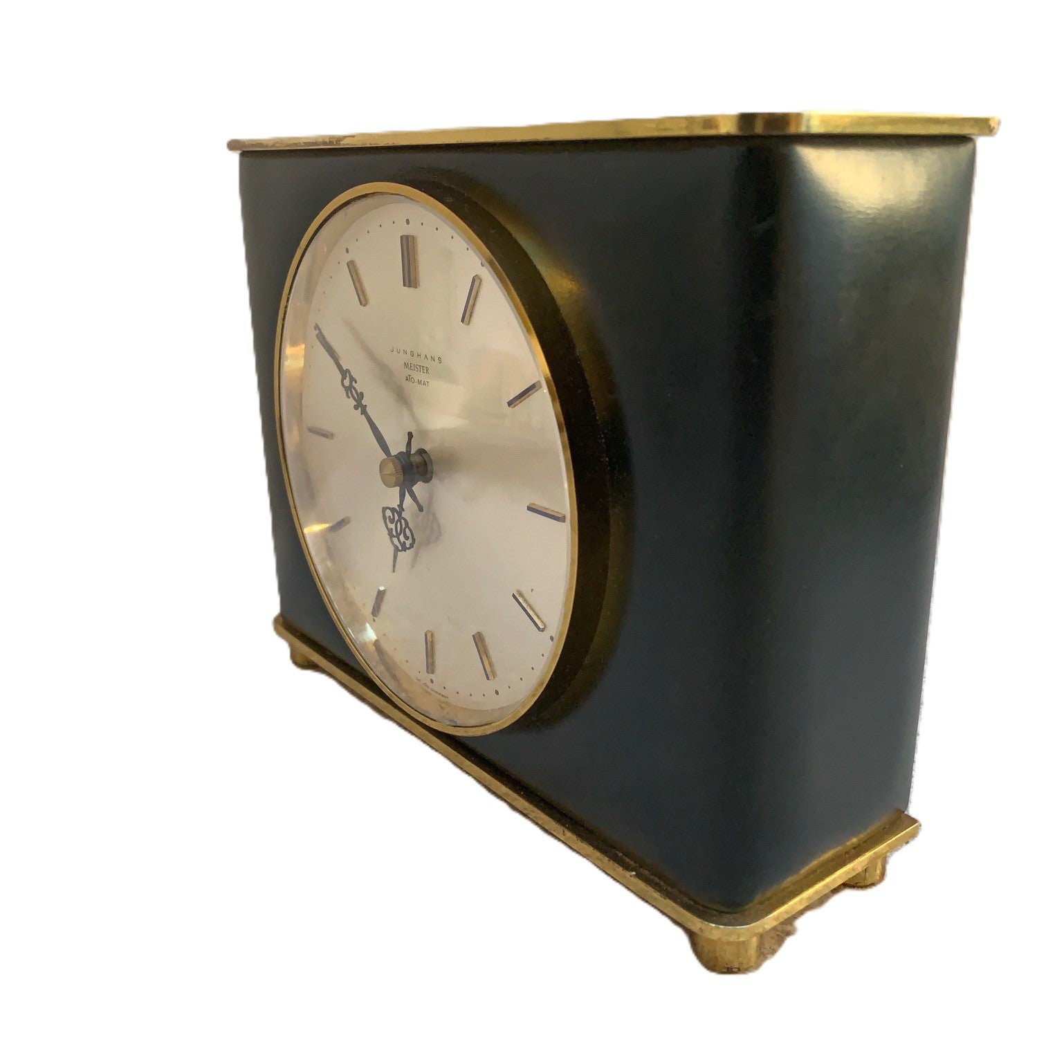 Junghans Meister Ato-Mat Mantel Clock Brass Quartz W738 Germany 1960s