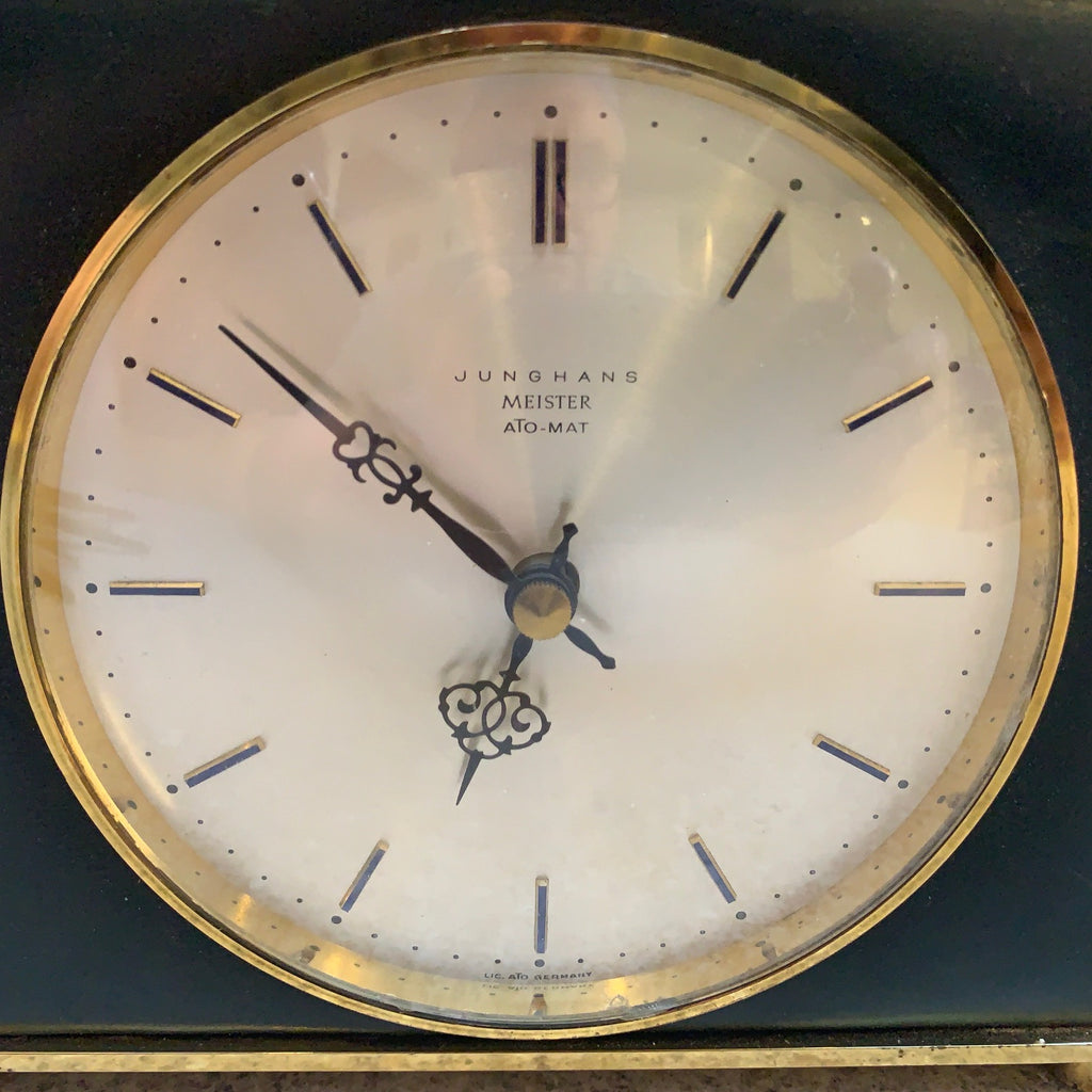 Junghans Meister Ato-Mat Mantel Clock Brass Quartz W738 Germany 1960s