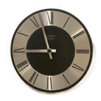Kienzle Design Wall Clock Germany Brushed Aluminium Black Dial Roman Numerals 1970s Quartz