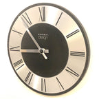 Kienzle Design Wall Clock Germany Brushed Aluminium Black Dial Roman Numerals 1970s Quartz