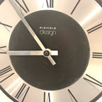 Kienzle Design Wall Clock Germany Brushed Aluminium Black Dial Roman Numerals 1970s Quartz