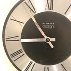 Kienzle Design Wall Clock Germany Brushed Aluminium Black Dial Roman Numerals 1970s Quartz