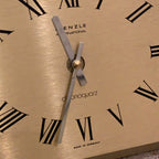 Kienzle International Chronoquartz Mantel Clock, 1970s Brushed Gold Aluminium, Chrome Corners
