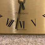 Kienzle International Chronoquartz Mantel Clock, 1970s Brushed Gold Aluminium, Chrome Corners