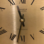 Kienzle International Chronoquartz Mantel Clock, 1970s Brushed Gold Aluminium, Chrome Corners