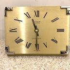 Kienzle International Chronoquartz Mantel Clock, 1970s Brushed Gold Aluminium, Chrome Corners