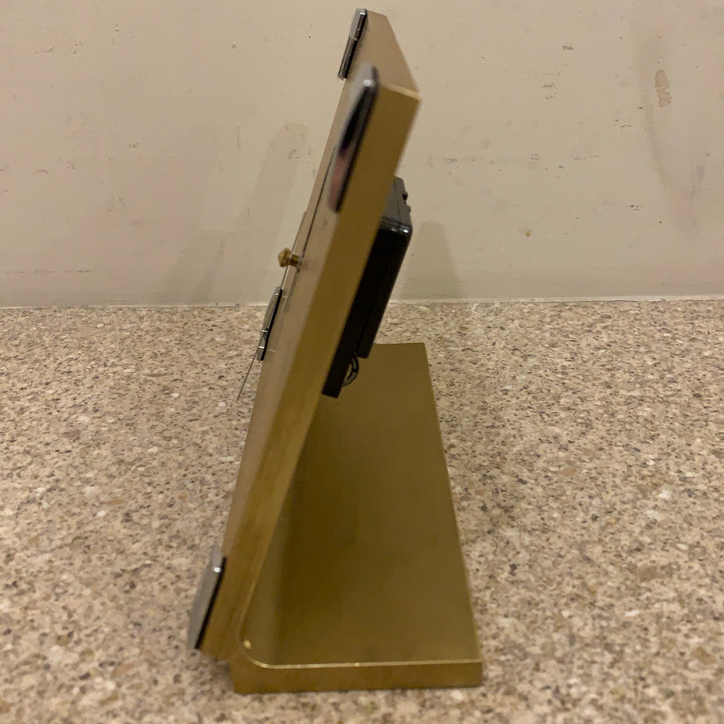 Kienzle International Chronoquartz Mantel Clock, 1970s Brushed Gold Aluminium, Chrome Corners