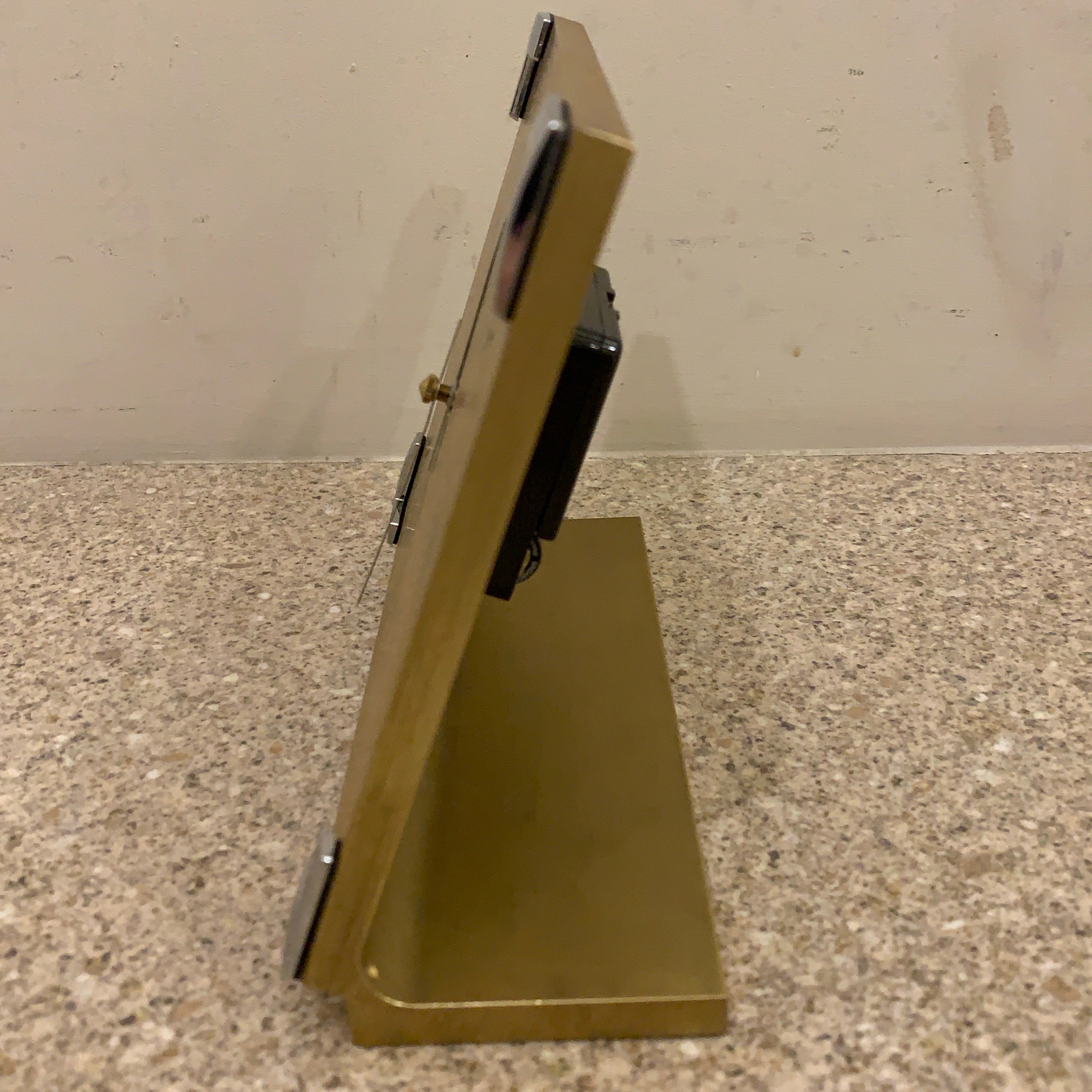 Kienzle International Chronoquartz Mantel Clock, 1970s Brushed Gold Aluminium, Chrome Corners