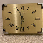 Kienzle International Chronoquartz Mantel Clock, 1970s Brushed Gold Aluminium, Chrome Corners